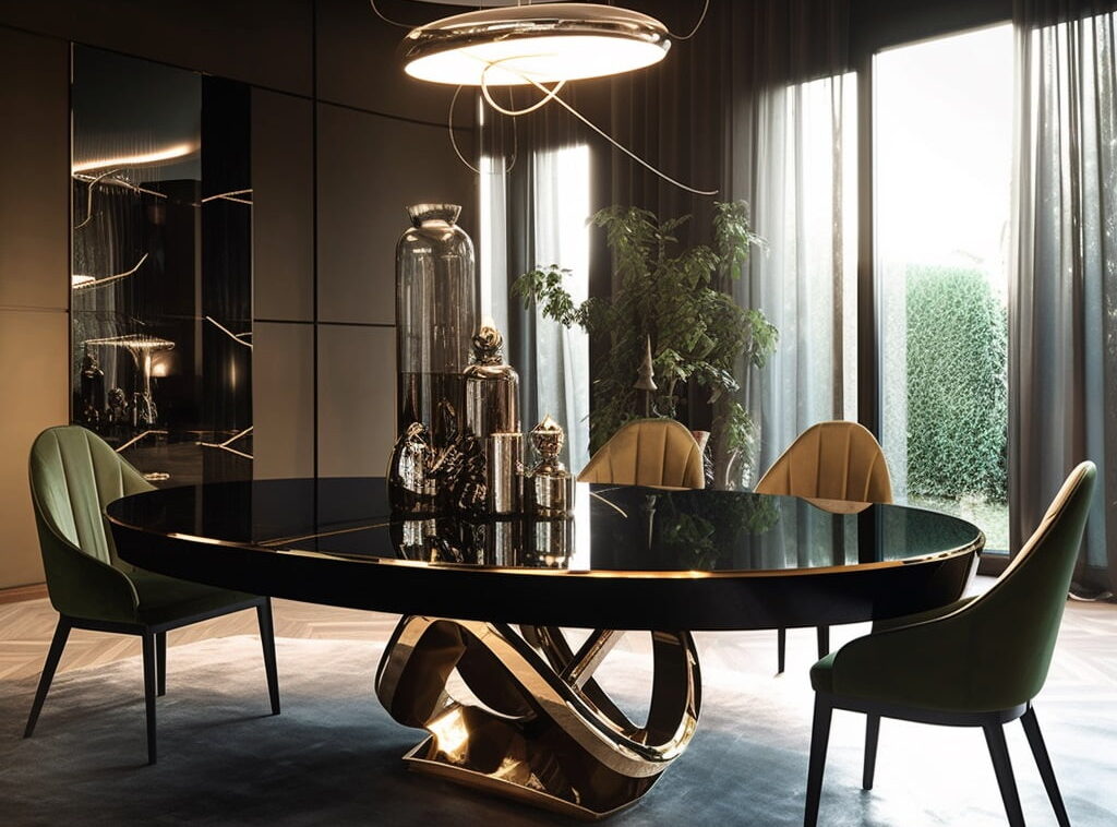 Modern Glass-Top Luxury Villa Dining Set: Sleek Metal Frame with Leather Chairs