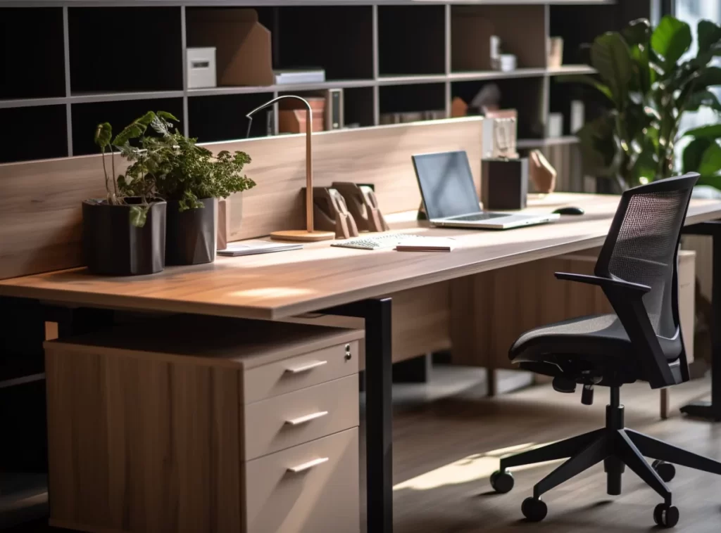 Compact Contemporary Office Workstation - Ergonomic Design, Charcoal Gray, Hidden Storage-5 Tailored Office Workstation Solution - Integrated Cable Management, Personalized Storage Options-4