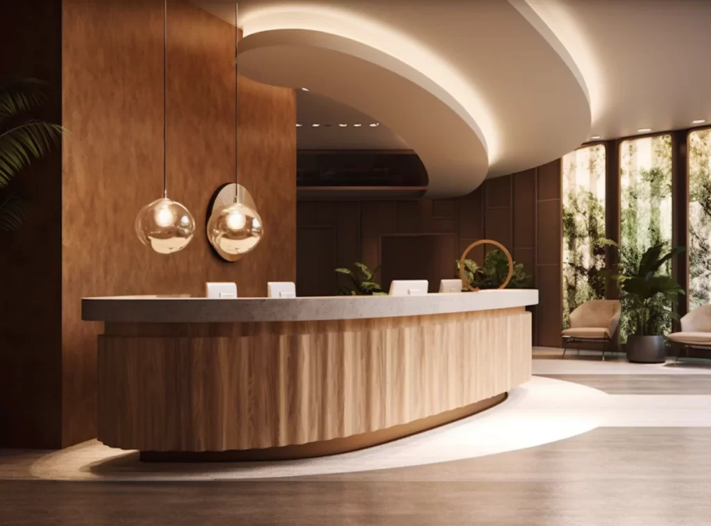 Luxurious Hotel Lobby Reception Desk - Marble Finish with Elegant Craftsmanship-2 Luxurious Hotel Lobby Reception Desk - Marble Finish with Elegant Craftsmanship-2