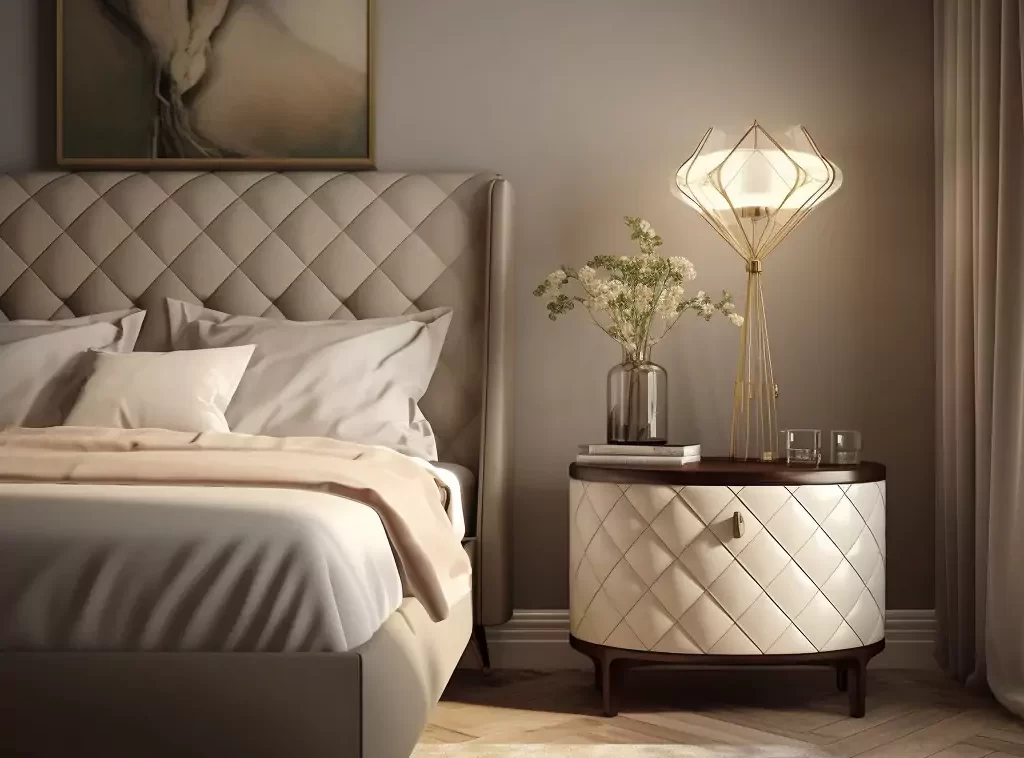 Vintage Leather-Wrapped Custom Bedroom Nightstand Vintage Leather-Wrapped Custom Bedroom Nightstand