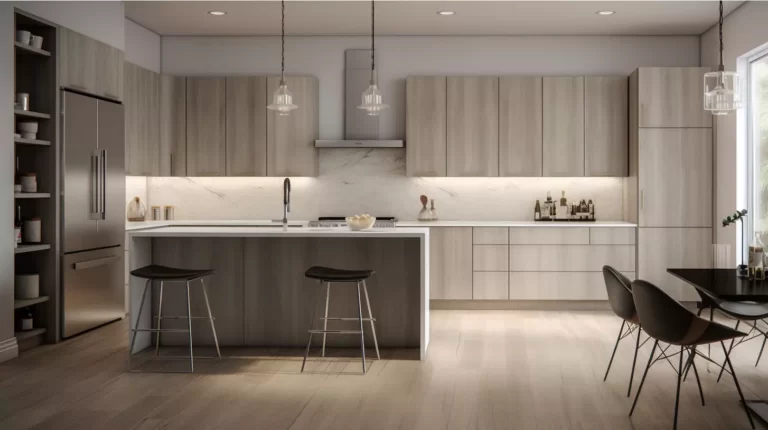 Modern Kitchen Elegance: Wood Cabinet - Expansive Storage, Sturdy Build & Natural Aesthetics