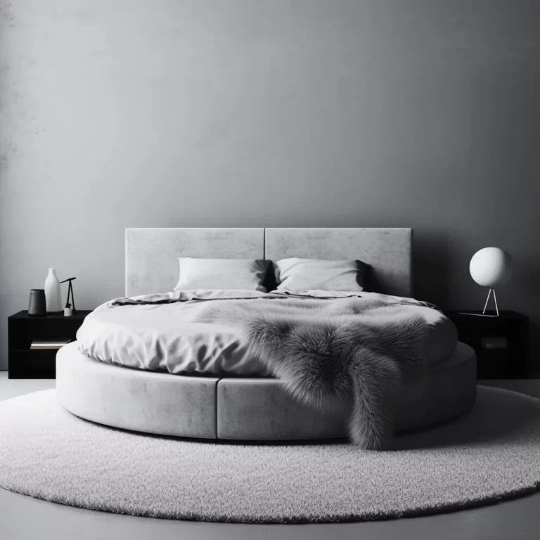 Full House Furniture - Modern Upholstered Bed, King Size, Sleek Platform Design, Charcoal Gray
