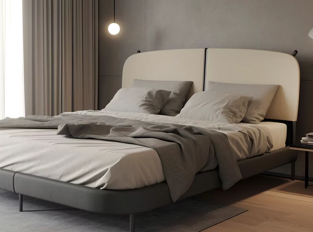 Full House Furniture - Modern Upholstered Bed, King Size, Sleek Platform Design, Charcoal Gray-7 Full House Furniture - Modern Upholstered Bed, King Size, Sleek Platform Design, Charcoal Gray-7