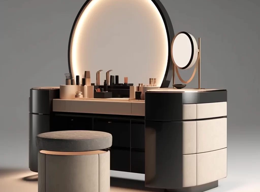 Full House Furniture - Modern Light Luxury Dressing Table, Solid Pine, Multiple Drawers, Light Gray Fleece Finish-7 Full House Furniture - Modern Light Luxury Dressing Table, Solid Pine, Multiple Drawers, Light Gray Fleece Finish-7