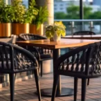 Vintage Wrought Iron Hotel Outdoor Tables: Ornate Detailing with Weatherproof Finish-5
