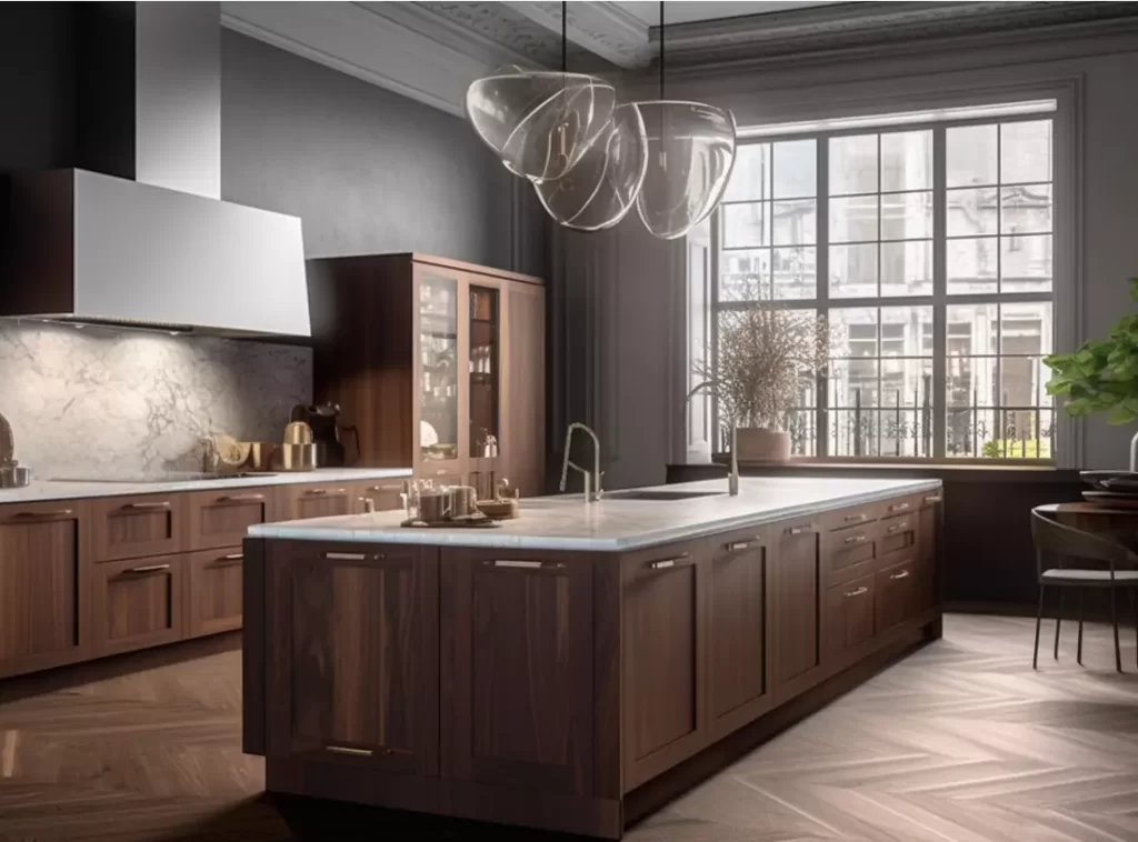 Wood-Grain Contemporary Kitchen Cabinet: Vertical Space-Saver with Slide-out Pantries-4 Wood-Grain Contemporary Kitchen Cabinet: Vertical Space-Saver with Slide-out Pantries-4