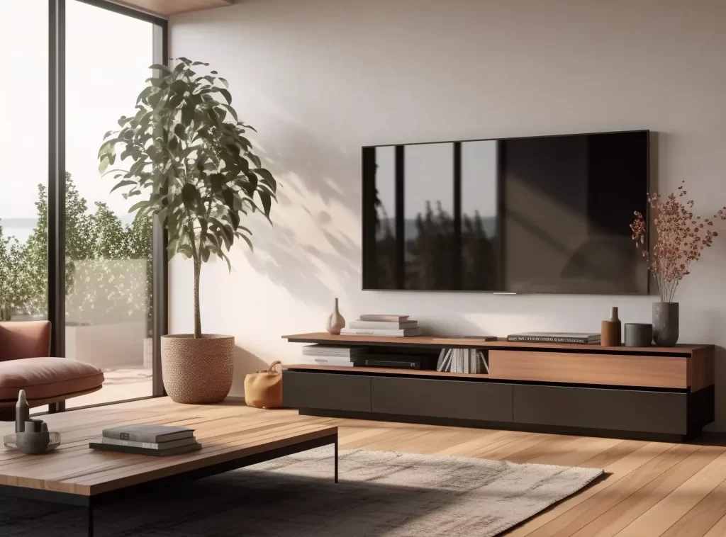 Floating Modern Villa TV Stand: Wall-Mounted with LED Lights-3 Floating Modern Villa TV Stand: Wall-Mounted with LED Lights-3