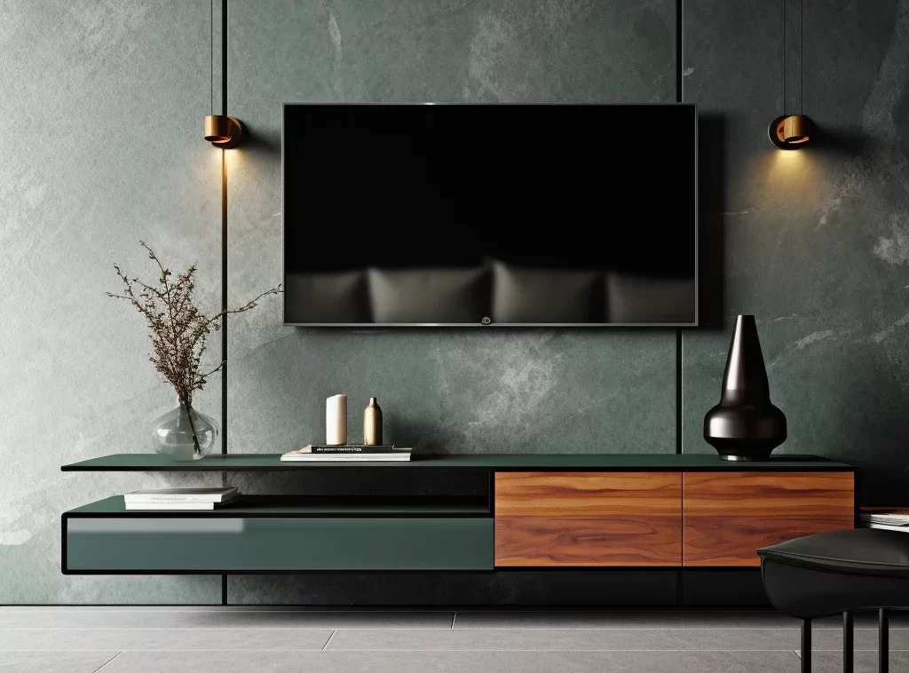 Floating Modern Villa TV Stand: Wall-Mounted with LED Lights-5 Floating Modern Villa TV Stand: Wall-Mounted with LED Lights-5