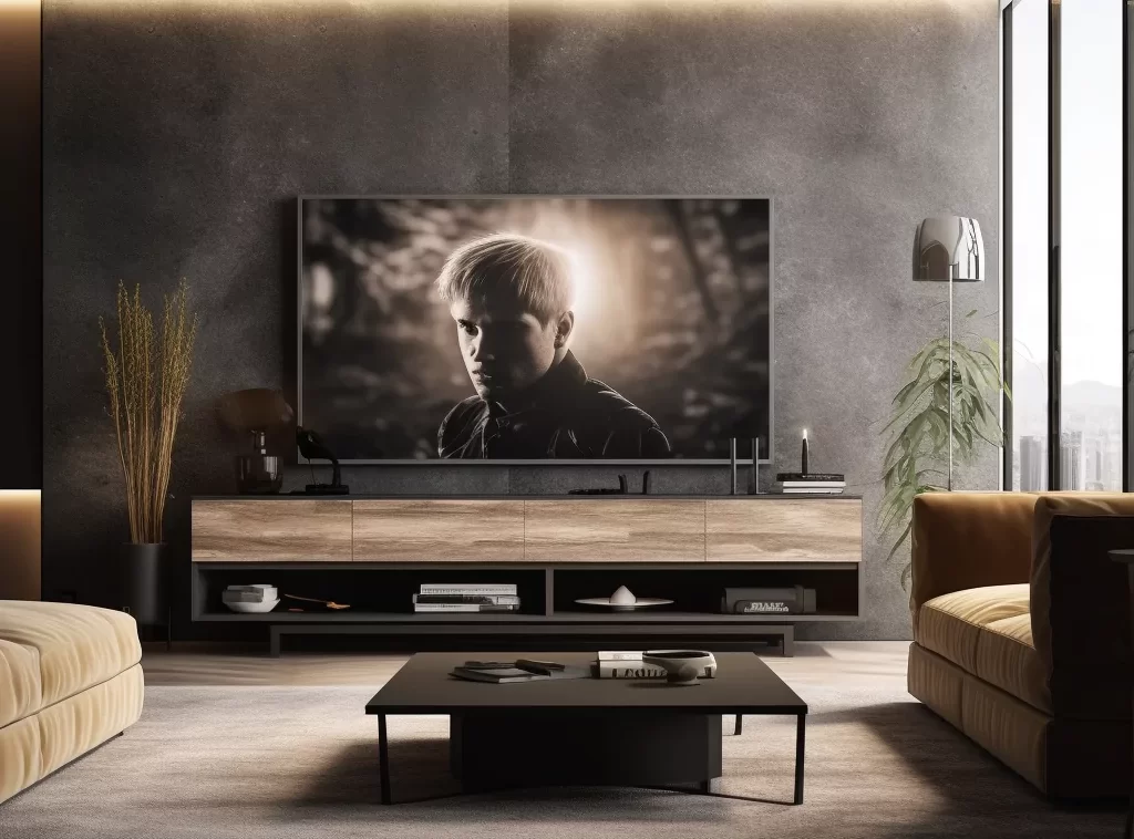 Floating Modern Villa TV Stand: Wall-Mounted with LED Lights-2 Floating Modern Villa TV Stand: Wall-Mounted with LED Lights-2