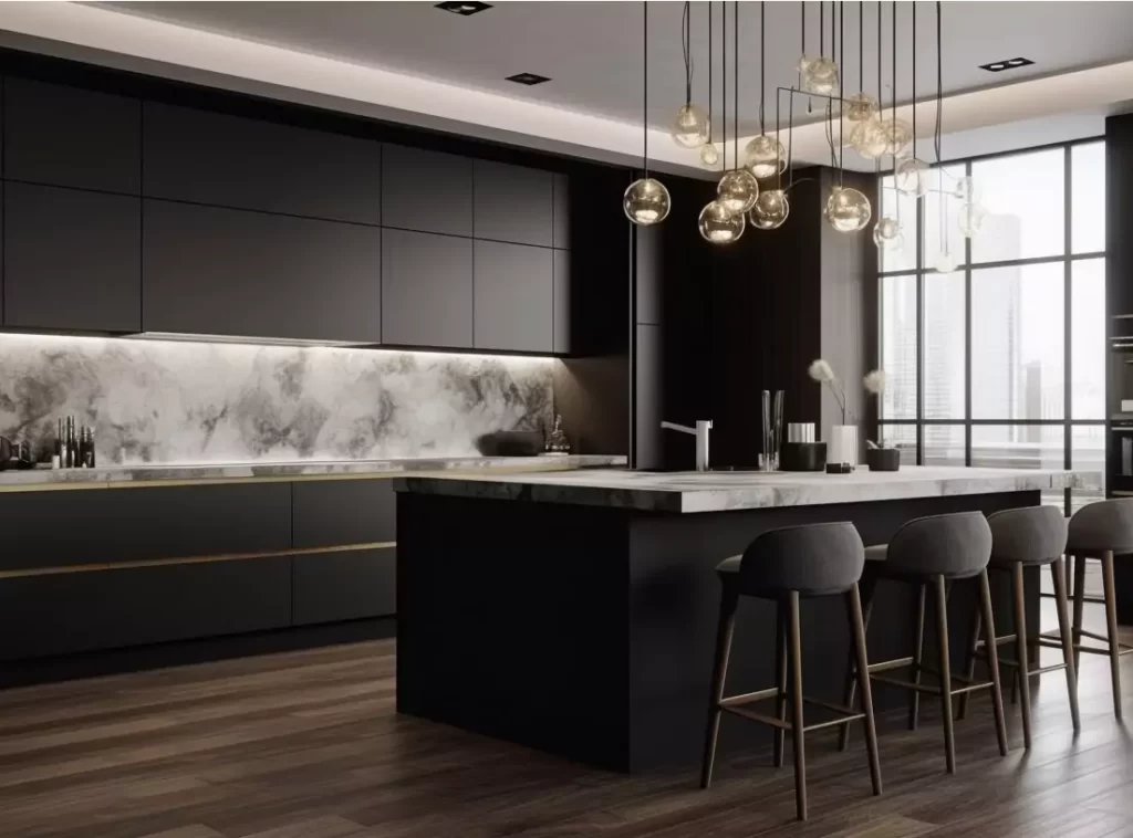 Contemporary Luxury Kitchen Cabinet: Sleek Gray Design with Integrated LED Lighting-6 Contemporary Luxury Kitchen Cabinet: Sleek Gray Design with Integrated LED Lighting-6