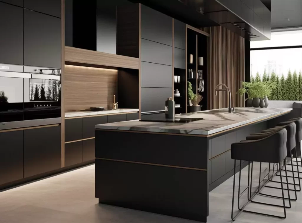 Contemporary Luxury Kitchen Cabinet: Sleek Gray Design with Integrated LED Lighting-5 Contemporary Luxury Kitchen Cabinet: Sleek Gray Design with Integrated LED Lighting-5