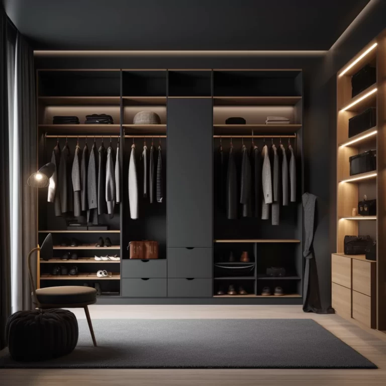 Full House Furniture - Modern black wardrobe with matte skin-like finish and spacious double hanging area, perfect for the modern home