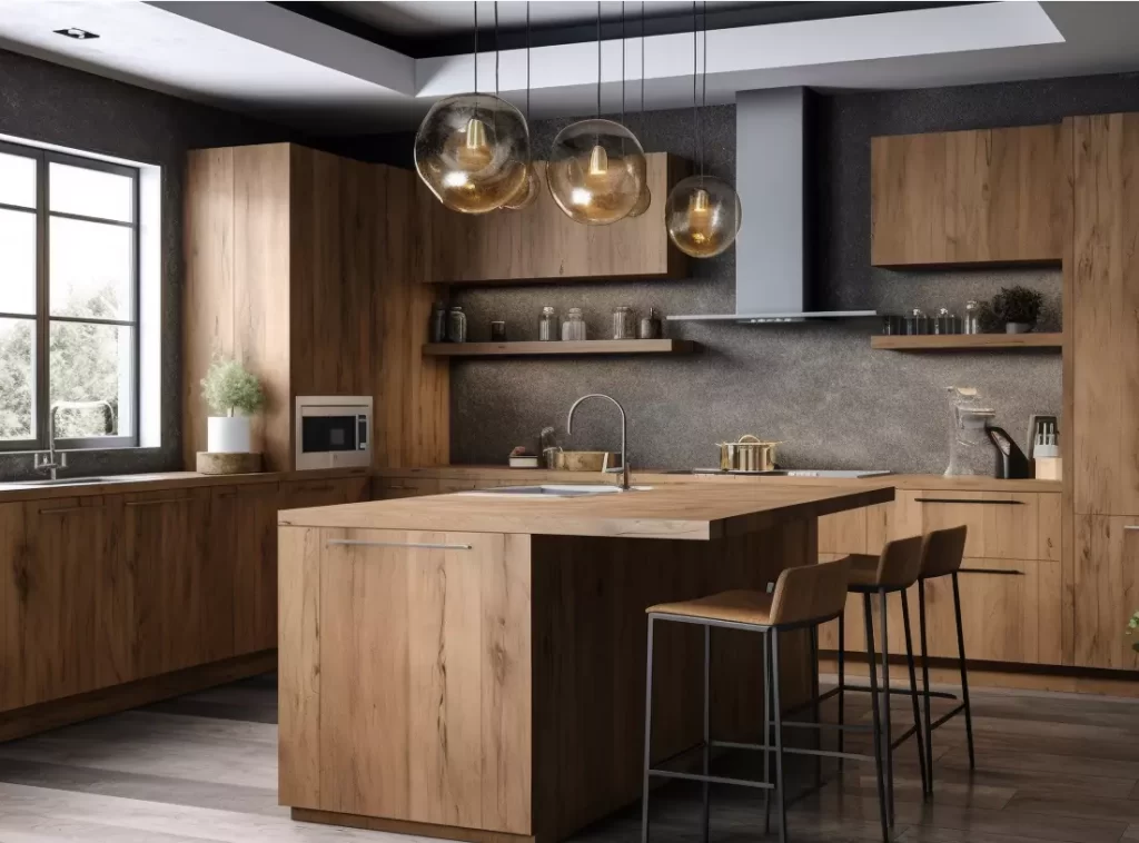 Wood-Grain Contemporary Kitchen Cabinet: Vertical Space-Saver with Slide-out Pantries-3 Wood-Grain Contemporary Kitchen Cabinet: Vertical Space-Saver with Slide-out Pantries-3