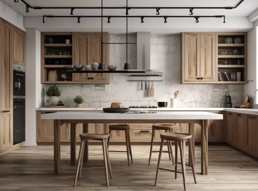 Wood-Grain Contemporary Kitchen Cabinet: Vertical Space-Saver with Slide-out Pantries-2 Wood-Grain Contemporary Kitchen Cabinet: Vertical Space-Saver with Slide-out Pantries-2
