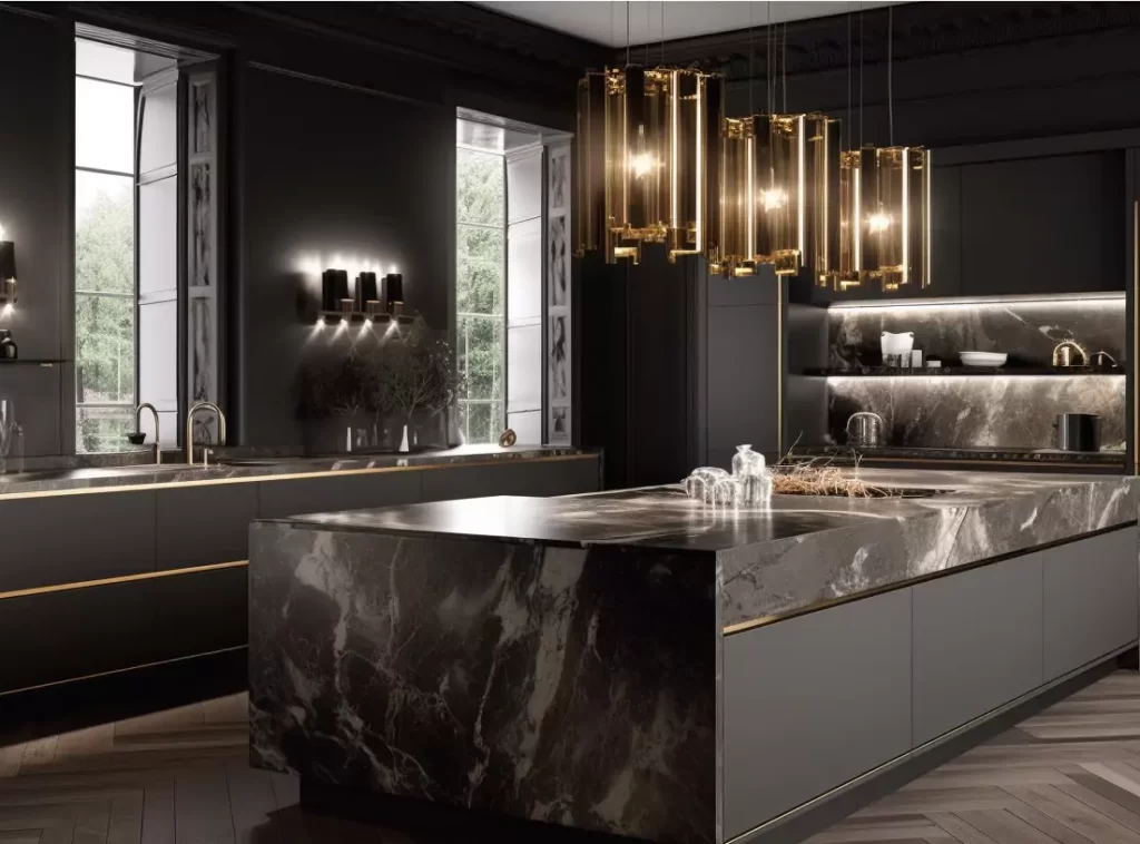 Contemporary Luxury Kitchen Cabinet: Sleek Gray Design with Integrated LED Lighting-3 Contemporary Luxury Kitchen Cabinet: Sleek Gray Design with Integrated LED Lighting-3