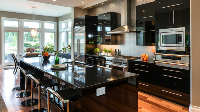 22+ Black Kitchen Cabinets With Black Countertops Design Ideas