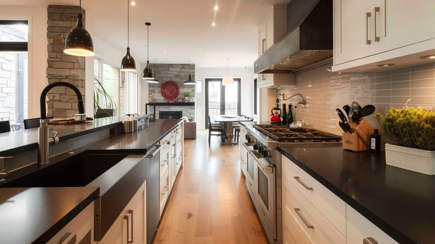 Más de 22 ideas y consejos para gabinetes de cocina blancos con encimeras  grises, image size:1456x816