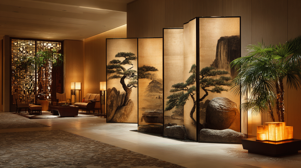 Custom Screens & Partitions for Japanese style hotel lobby