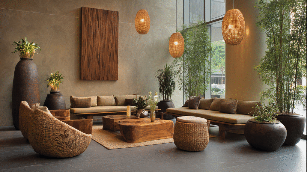 natural feeling hotel lobby design